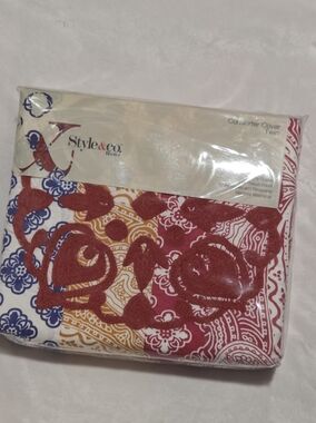 Style & Co Boho TWIN Duvet Cover Cotton Floral Patchwork Embroidery NEW